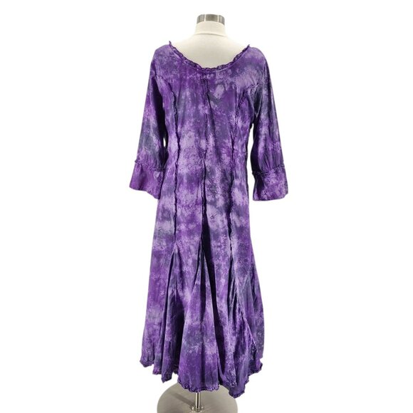 Vintage Phool Womens Large Dress Maxi Tie Dye Purple Ruffle Boho Hippie Party - Picture 4 of 9